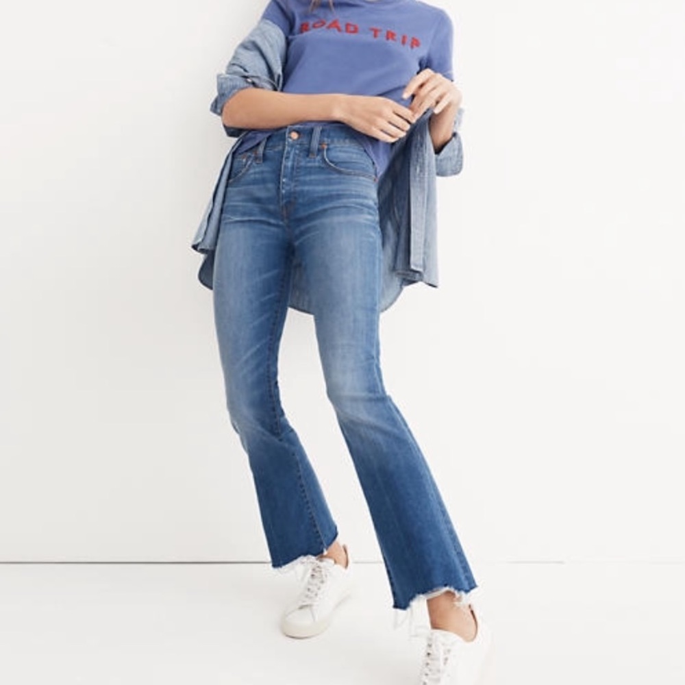 Madewell Cali Demi boot jeans in deconstructed hem